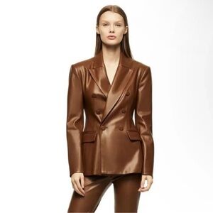 Zara Brown Double-breasted Faux Blazer Brandy Jacket Blazer, NWT